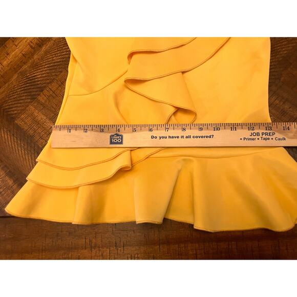 ORANGE brand, Small Women's Yellow Ruffle Blouse, Flutter Sleeves, Small - Picture 8 of 9